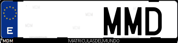 Imágen de matrícula de coche con letras MMD de España