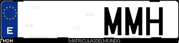 Imágen de matrícula de coche con letras MMH de España