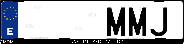 Imágen de matrícula de coche con letras MMJ de España