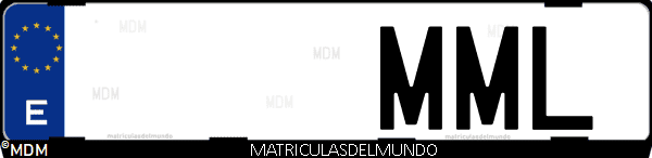 Imágen de matrícula de coche con letras MML de España