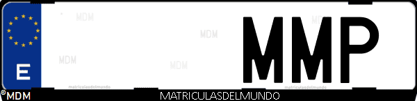 Imágen de matrícula de coche con letras MMP de España