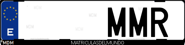 Imágen de matrícula de coche con letras MMR de España