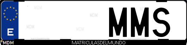 Imágen de matrícula de coche con letras MMS de España