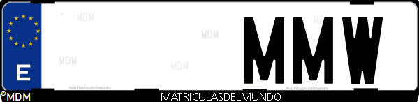 Imágen de matrícula de coche con letras MMW de España