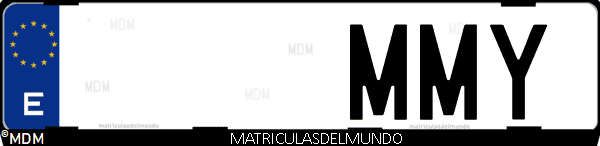 Imágen de matrícula de coche con letras MMY de España