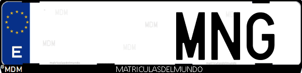 Imágen de matrícula de coche con letras MNG de España