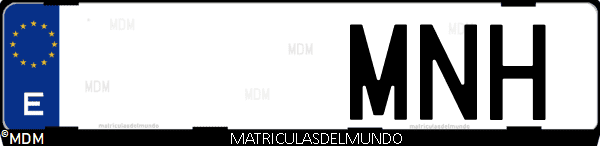 Imágen de matrícula de coche con letras MNH de España