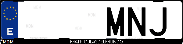 Imágen de matrícula de coche con letras MNJ de España