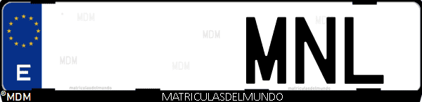 Imágen de matrícula de coche con letras MNL de España