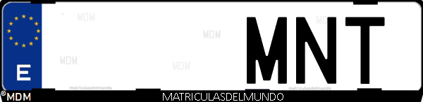 Imágen de matrícula de coche con letras MNT de España