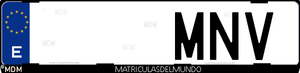 Imágen de matrícula de coche con letras MNV de España