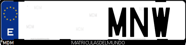 Imágen de matrícula de coche con letras MNW de España