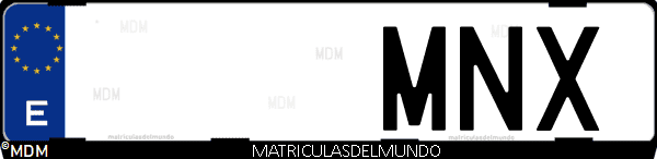 Imágen de matrícula de coche con letras MNX de España