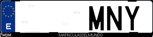 Imágen de matrícula de coche con letras MNY de España