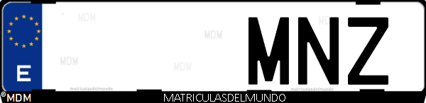 Imágen de matrícula de coche con letras MNZ de España