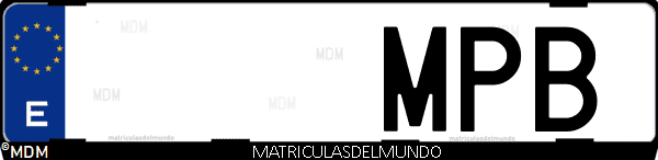 Imágen de matrícula de coche con letras MPB de España