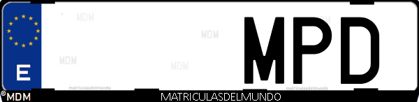 Imágen de matrícula de coche con letras MPD de España