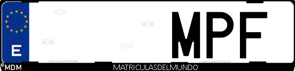 Imágen de matrícula de coche con letras MPF de España