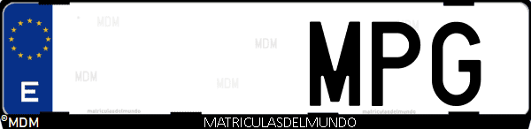 Imágen de matrícula de coche con letras MPG de España