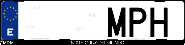 Imágen de matrícula de coche con letras MPH de España