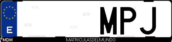 Imágen de matrícula de coche con letras MPJ de España