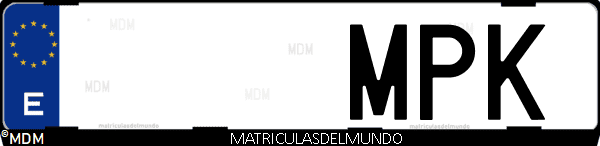 Imágen de matrícula de coche con letras MPK de España