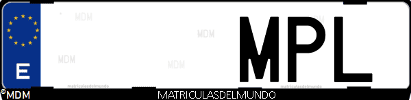 Imágen de matrícula de coche con letras MPL de España