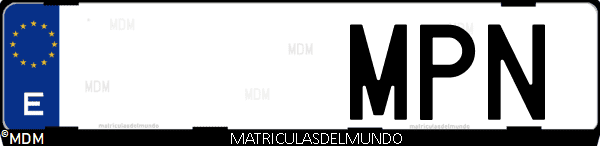 Imágen de matrícula de coche con letras MPN de España