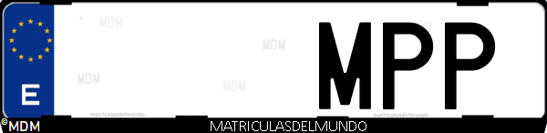 Imágen de matrícula de coche con letras MPP de España