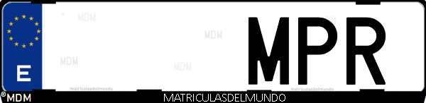 Imágen de matrícula de coche con letras MPR de España