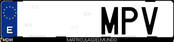Imágen de matrícula de coche con letras MPV de España