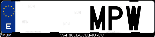 Imágen de matrícula de coche con letras MPW de España