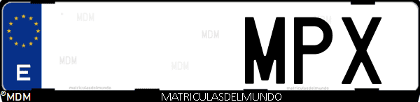 Imágen de matrícula de coche con letras MPX de España