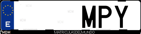 Imágen de matrícula de coche con letras MPY de España