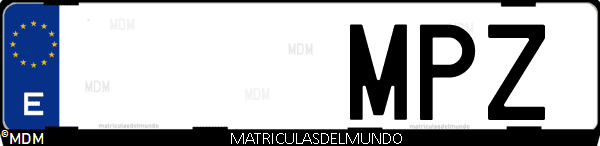 Imágen de matrícula de coche con letras MPZ de España