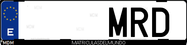 Imágen de matrícula de coche con letras MRD de España