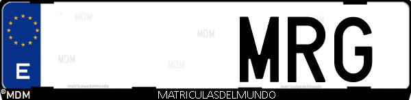 Imágen de matrícula de coche con letras MRG de España