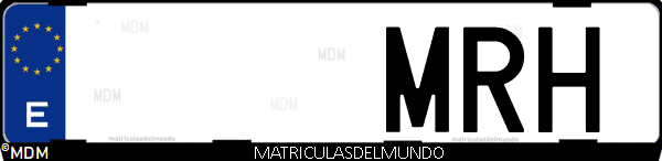 Imágen de matrícula de coche con letras MRH de España