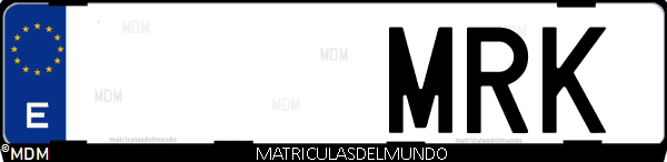 Imágen de matrícula de coche con letras MRK de España