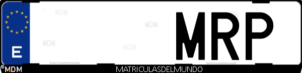 Imágen de matrícula de coche con letras MRP de España