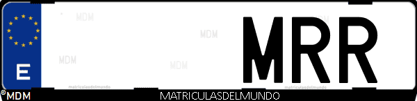 Imágen de matrícula de coche con letras MRR de España