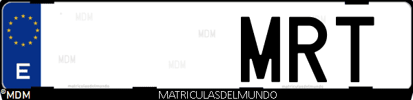 Imágen de matrícula de coche con letras MRT de España