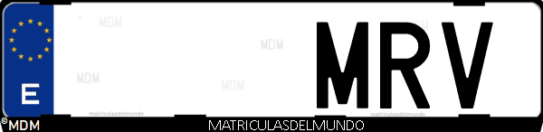 Imágen de matrícula de coche con letras MRV de España
