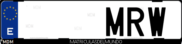 Imágen de matrícula de coche con letras MRW de España