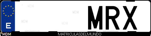 Imágen de matrícula de coche con letras MRX de España