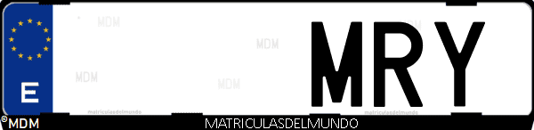 Imágen de matrícula de coche con letras MRY de España
