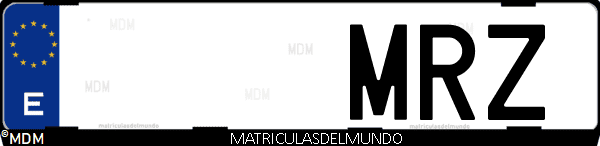 Imágen de matrícula de coche con letras MRZ de España