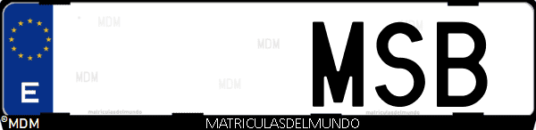 Imágen de matrícula de coche con letras MSB de España