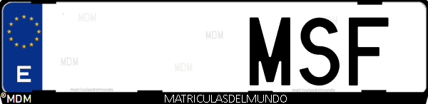 Imágen de matrícula de coche con letras MSF de España