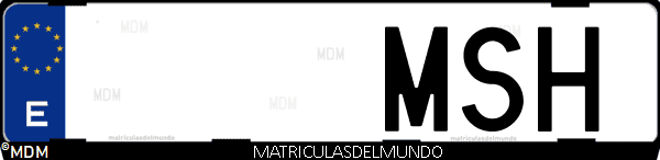 Imágen de matrícula de coche con letras MSH de España